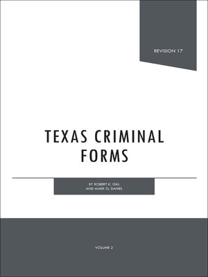 cover image of Texas Criminal Forms